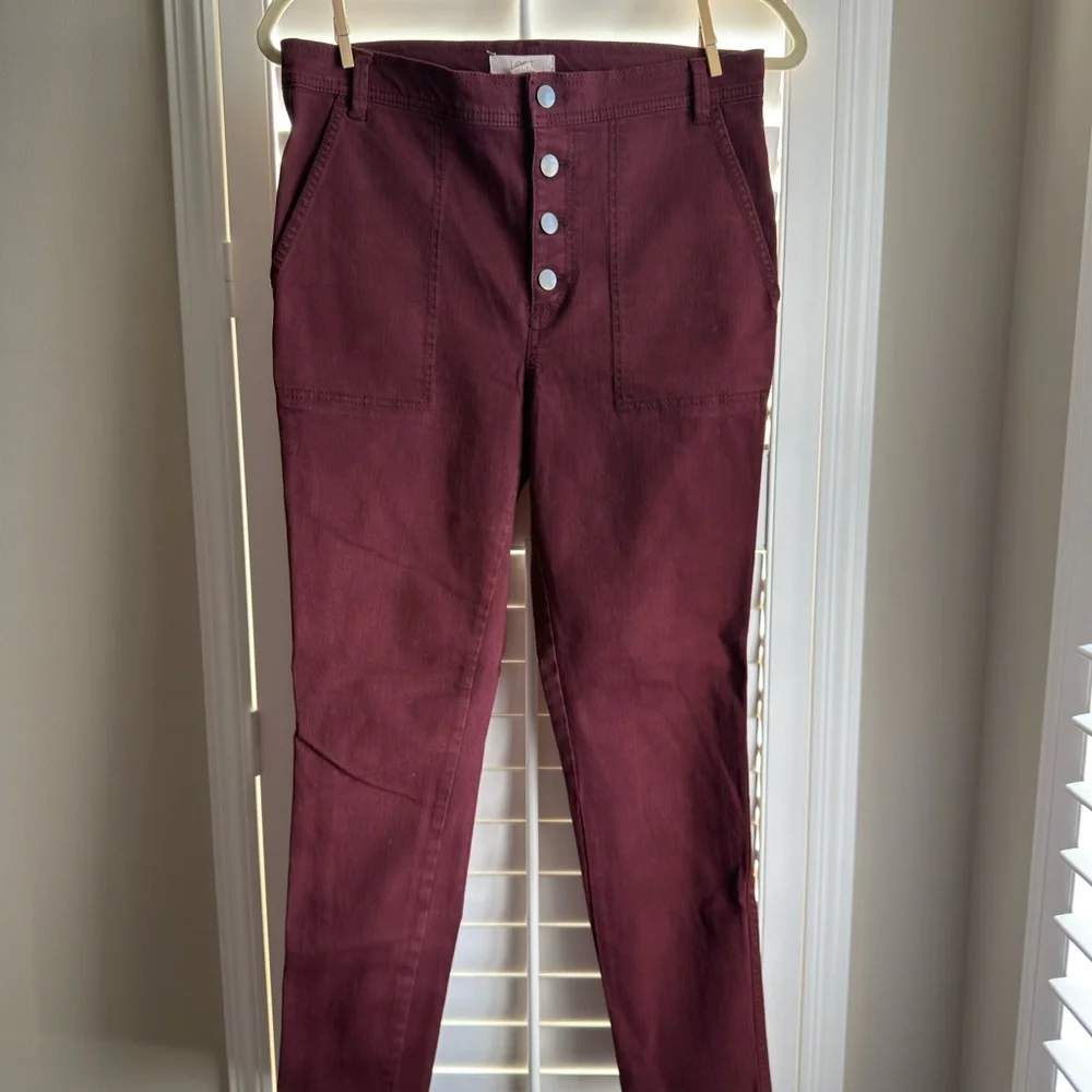 LOFT Maroon Button-Front Jeans Size 6T - Picture 1 of 9